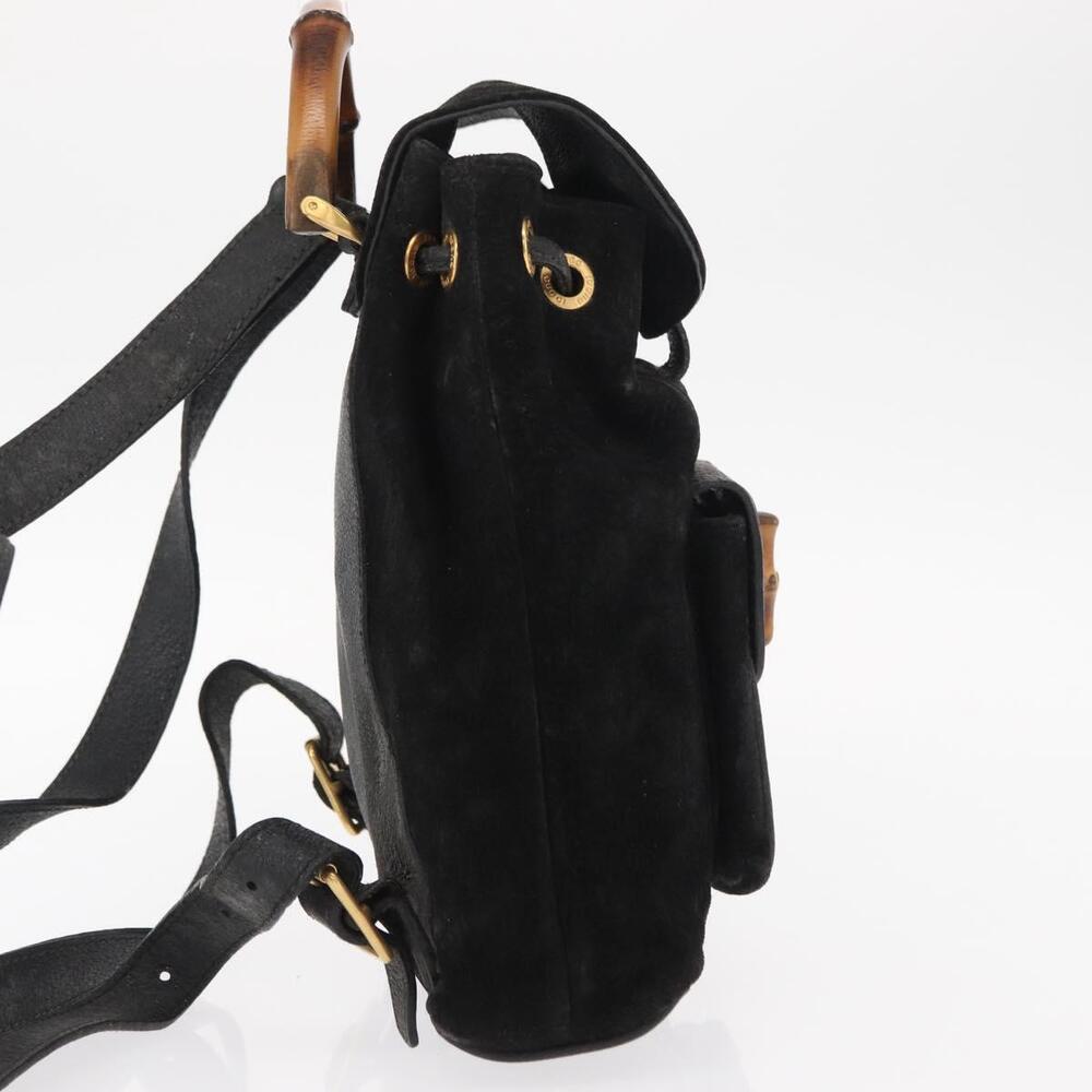 GUCCI Bamboo Backpack Leather Black Gold 003 2058 0030 Auth 156278 - Picture 4 of 16